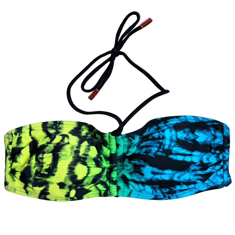 TYR HB Mojave Tie Dye Bandeau Bra w/Pads Bikini Swim Top Size Small Limelight